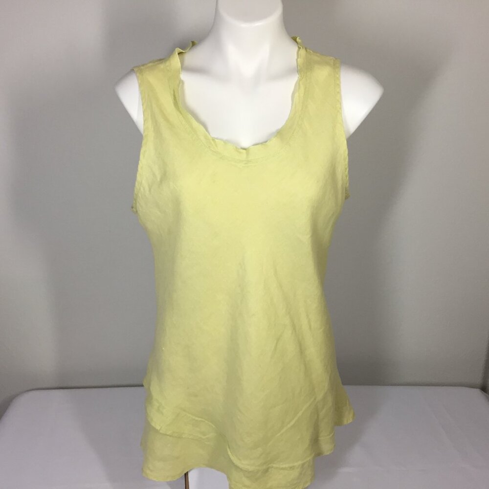 Flax Size Medium Top Sleeveless Yellow Linen Longer Length